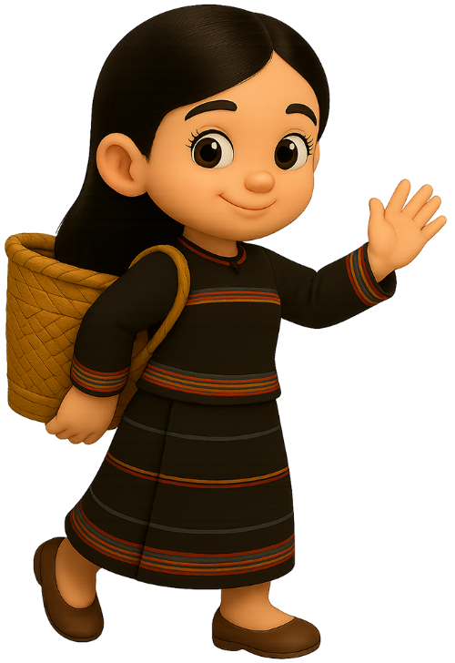 Cô gái, vẫy tay chào, phụ nữ, vui vẻ, giỏ tre, girl, waving goodbye, woman, cheerful, bamboo basket