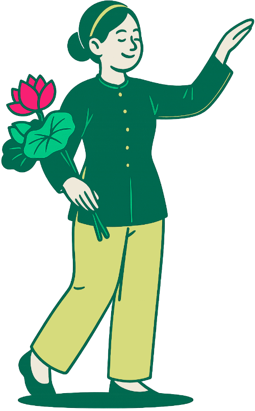 Cô gái, đi bộ, phụ nữ, hoa sen, vui vẻ, girl, walking, woman, lotus flower, cheerful