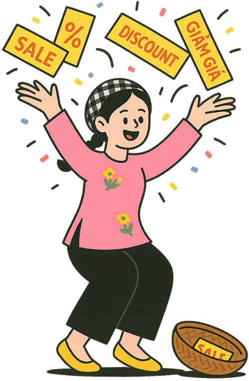 Cô gái, vui vẻ, phụ nữ, phiếu giảm giá, rổ tre, girl, cheerful, woman, discount voucher, bamboo basket