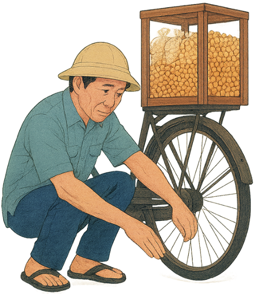 Ông chú, kiểm tra lốp xe, đàn ông, xe đạp, tủ kính, uncle, checking tire, man, bicycle, glass display case