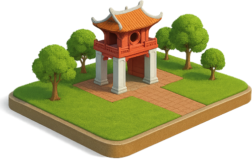 Mô hình, văn miếu quốc tử giám, sân, sân gạch, cây, cỏ, vườn, model, temple of literature imperial academy, courtyard, brick courtyard, tree, grass, garden