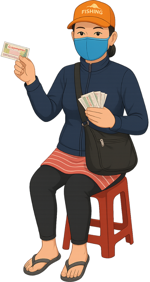Cô gái, bán vé số, phụ nữ, mũ lưỡi trai, túi đeo chéo, ghế nhựa, vé số, girl, selling lottery tickets, woman, baseball cap, cross-body bag, plastic chair, lottery ticket