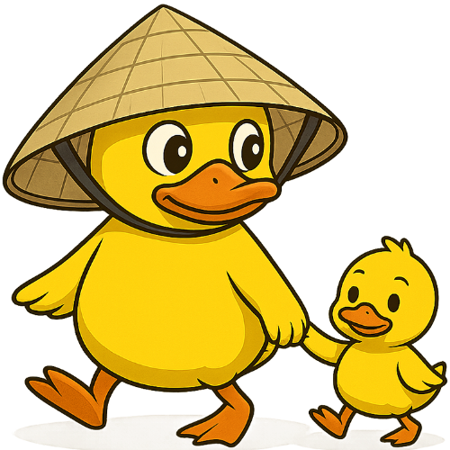Vịt, đi dạo, nón lá, vịt con, dễ thương, duck, walking, conical hat, duckling, cute