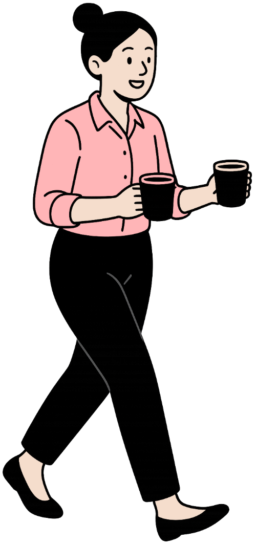 Cô gái, đi bộ, phụ nữ, văn phòng, ly cà phê, vui vẻ, girl, walking, woman, office, coffee cup, cheerful