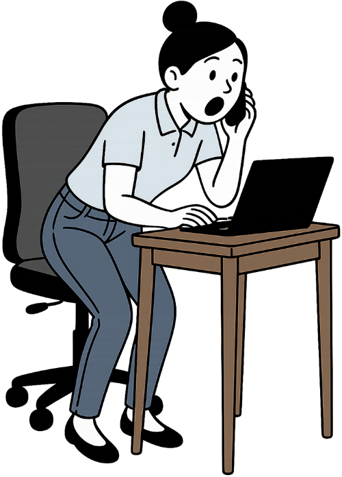 Cô gái, nghe điện thoại, phụ nữ, văn phòng, bất ngờ, máy tính xách tay, bàn, ghế, girl, answering phone, woman, office, surprised, laptop, desk, chair