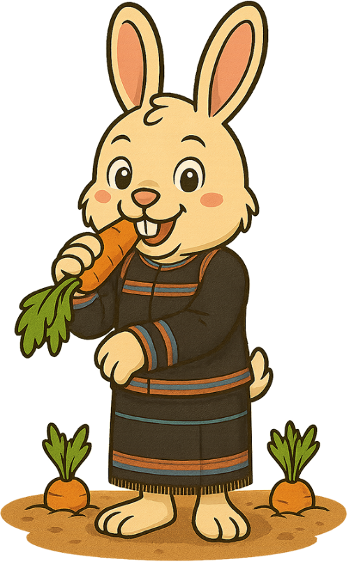Thỏ, ăn cà rốt, trang phục dân tộc, cà rốt, dễ thương, rabbit, eating carrot, ethnic costume, carrot, cute 2