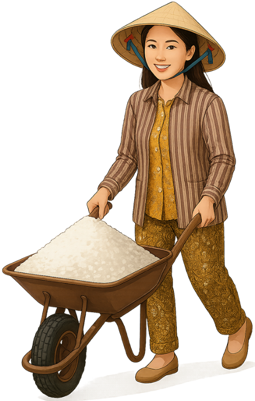 Cô gái, đẩy xe muôi, phụ nữ, muối, nón lá, xe rùa, girl, pushing salt cart, woman, salt, conical hat, wheelbarrow