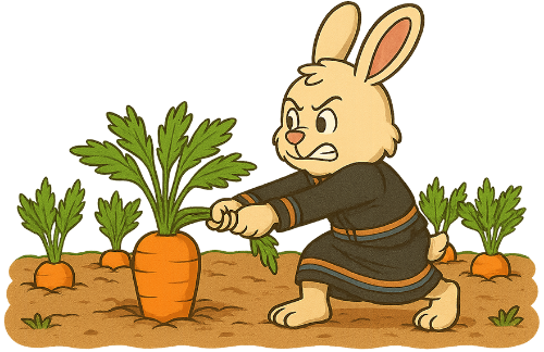 Thỏ, nhổ cà rốt, trang phục dân tộc, vườn cà rốt, dễ thương, rabbit, pulling up carrots, ethnic costume, carrot garden, cute