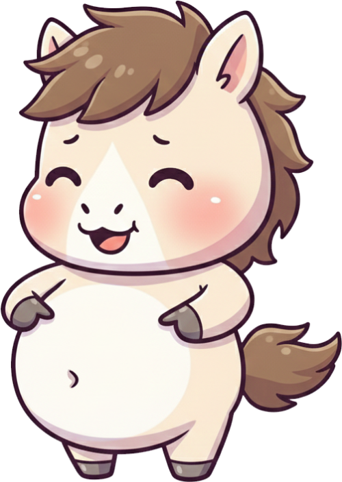 Con ngựa, con ngựa hài hước, dễ thương, cute, chibi, cartoon
