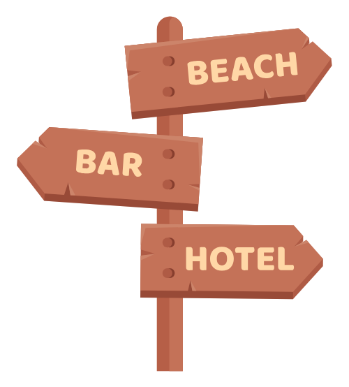 Biển chỉ dẫn, gỗ, du lịch, bãi biển, khách sạn, quán bar, hướng đi, wooden signpost, wood, travel, beach, hotel, bar, direction