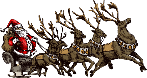 Ông già noel, tuần lộc, kéo xe, giáng sinh, santa Claus, reindeer, sleigh, Christmas