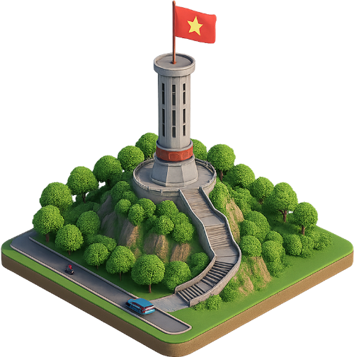 Mô hình, cột cờ lũng cú, cờ việt nam, cầu thang, đường xá, cây cối, model, lung cu flag tower, vietnam flag, stairs, roads, trees