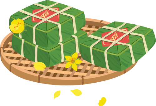Bánh chưng, mẹt tre, hoa mai, tết, bánh truyền thống, lá dong, lạt tre, chung cake, bamboo tray, apricot flower, tet holiday, traditional cake, dong leaf, bamboo string