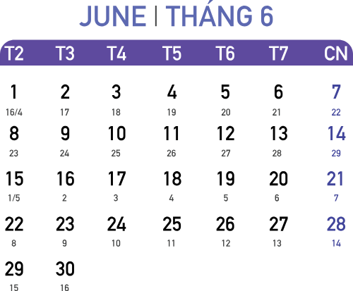 Lịch 2026, lịch, calendar, 2026, tháng 06, june
