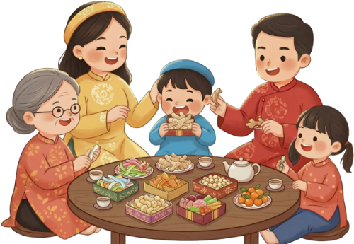 Tết, ào dài việt nam, mứt tết, trái cây, bé trai, gia đình, Tet, Vietnamese traditional dress (áo dài), Tet jam, fruit, boy, family 3