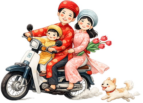 Gia đình đi xe máy, đi xe máy, áo dài, tết, mũ bảo hiểm, gia đình, xe máy, bố, mẹ, con, family riding motorbike, riding motorbike, ao dai, tet, helmet, family, motorbike, dad, mom, child 4