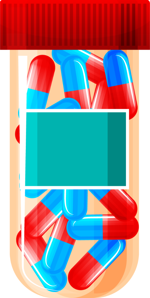 Lọ thuốc viên nang, lọ thuốc, viên nang, thuốc, màu đỏ, màu xanh, nhãn xanh, pill bottle, medicine bottle, capsules, drug, red, blue, green label