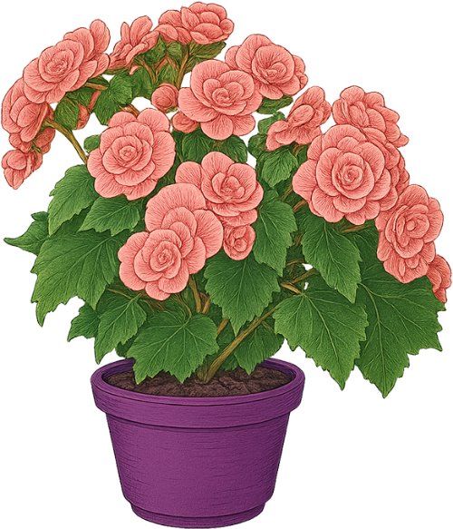 Hoa hải đường, cây cảnh, chậu tím, hoa, lá xanh, begonia, ornamental plant, purple pot, flower, green leaves