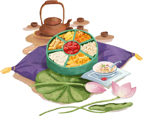 Ấm trà, khay mứt tết, hoa sen, lá sen, trà đạo, tết nguyên đán, thư giãn, gối ôm, truyền thống, teapot, vietnamese jam box, lotus flower, lotus leaf, tea ceremony, lunar new year, relax, cushion, traditional