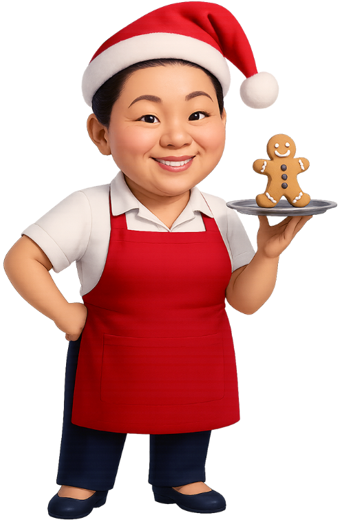 Cô gái, bê khay, phục vụ, tạp dề, khay, nón giáng sinh, bánh gừng, girl, carrying tray, serving, apron, tray, santa hat, gingerbread