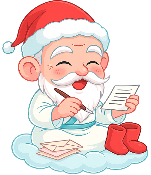 Ông bụt, đọc thư, cổ tích, giáng sinh, mũ giáng sinh, sách, thư, mây, đôi ủng, the good spirit, reading letter, fairy tale, christmas, santa hat, book, letter, cloud, boots