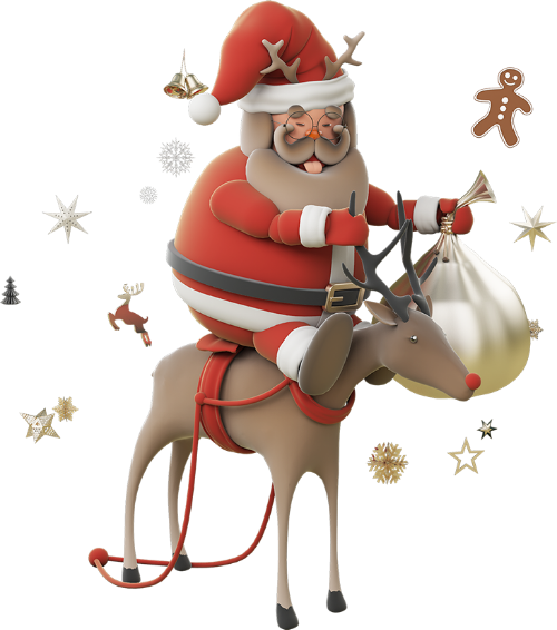 Ông già noel, tuần lộc, cưỡi tuần lộc, bánh gừng, trang trí giáng sinh, ngã, mũ giáng sinh, model 3d, model, santa claus, reindeer, riding reindeer, gingerbread man, christmas decoration, falling, christmas hat, 3d model