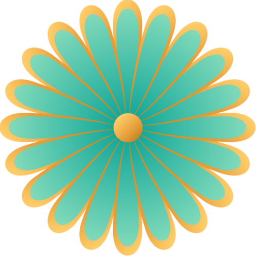 Hoa cúc, cánh dài, màu xanh ngọc, nhị vàng, trang trí, tết, đối xứng, daisy, long petals, turquoise, yellow stamen, decoration, lunar new year, symmetrical