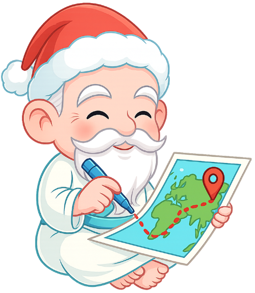 Ông bụt, đánh dấu, cổ tích, giáng sinh, mũ giáng sinh, bản đồ, bút, the good spirit, marking, fairy tale, christmas, santa hat, map, pen
