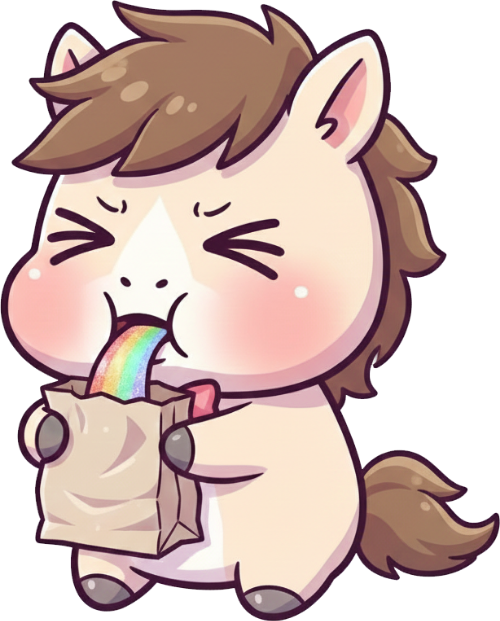 Con ngựa, con ngựa hài hước, dễ thương, cute, chibi, cartoon 2