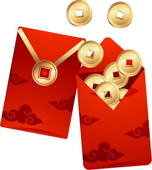 Bao lì xì, tiền mừng tuổi, đồng xu vàng, tết nguyên đán, may mắn, màu đỏ, đám mây, red envelopes, lucky money, gold coins, lunar new year, luck, red, clouds