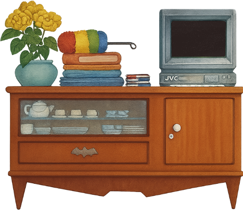 Tủ tivi, tivi cũ, hoa cúc, khăn, nội thất, đồ gia dụng, phòng khách, trang trí, retro, old tv cabinet, old tv, chrysanthemum, towel, furniture, household items, living room, decoration, retro