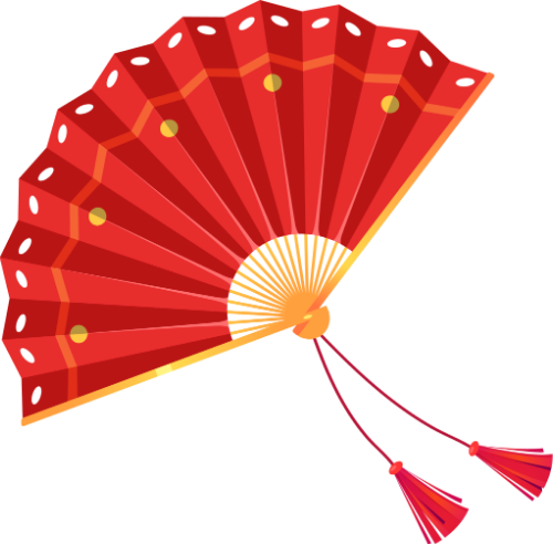 Quạt giấy, màu đỏ, chấm bi, tua rua, tết, cầm tay, trang trí, gấp, Paper fan, red, polka dot, tassel, Lunar New Year, handheld, decoration, folding