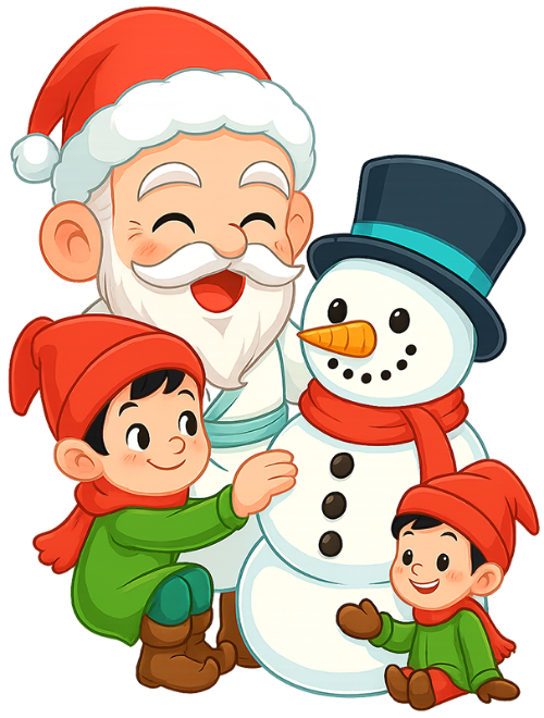 Ông bụt, làm người tuyết, cổ tích, giáng sinh, mũ giáng sinh, người tuyết, trẻ em, the good spirit, building snowman, fairy tale, christmas, santa hat, snowman, children