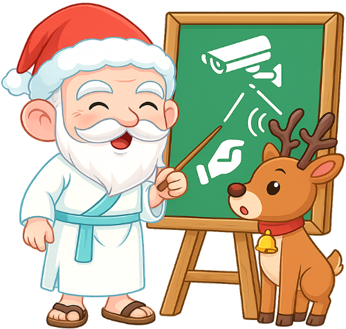 Ông bụt, giảng dạy, cổ tích, giáng sinh, mũ giáng sinh, bảng, camera, tuần lộc, the good spirit, lecturing, fairy tale, christmas, santa hat, board, camera, reindeer
