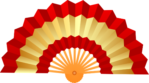 Quạt giấy, đỏ, vàng, xếp, cầm tay, tết, trang trí, folding fan, red, gold, pleated, handheld, tet, decoration
