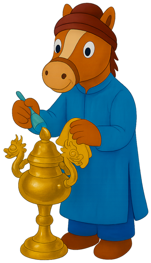 Ngựa, lau chùi, đồ đồng, tết, áo dài, khăn xếp, horse, polishing, bronze ware, tet, ao dai, turban