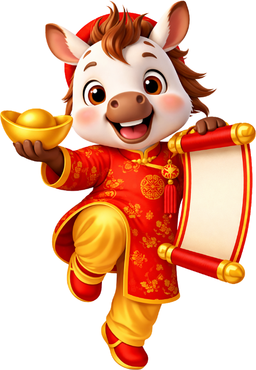 Ngựa, nhảy múa, con vật, thỏi vàng, cuốn thư, áo dài, đỏ, vàng, vui mừng, tết nguyên đán, Horse, dancing, animal, gold ingot, scroll, ao dai, red, yellow, cheerful, lunar new year