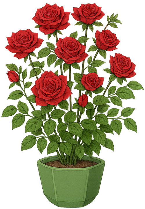 Cây hoa hồng, hoa đỏ, cây cảnh, chậu xanh, hoa, nụ hoa, lá xanh, rose plant, red flower, potted plant, green pot, flower, flower bud, green leaves 9