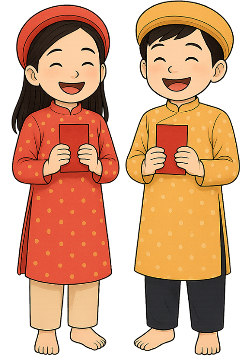 Trẻ em, vui vẻ, tết nguyên đán, trang phục truyền thống, áo dài, văn hóa, lì xì, children, cheerful, lunar new year, traditional costume, ao dai, culture, lucky money