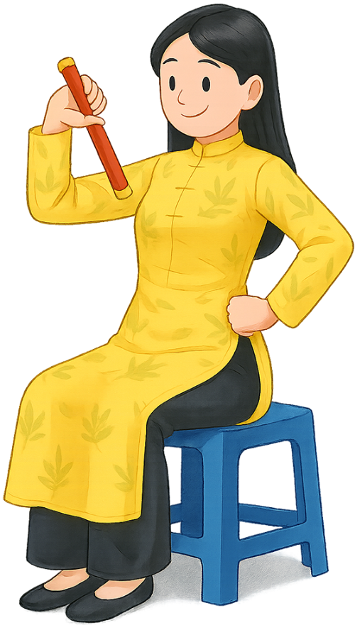 Cô gái, mỉm cười, phụ nữ, áo dài, cuộn giấy đỏ, ngồi, ghế nhựa, tết, girl, smiling, woman, ao dai, red scroll, sitting, plastic stool, tet