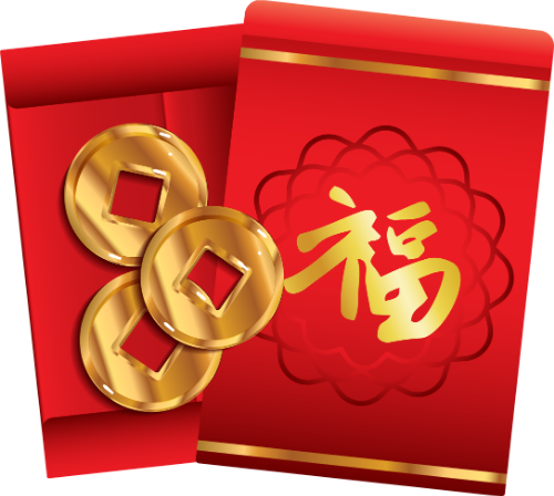 Bao lì xì, tiền xu, chữ phúc, màu đỏ, vàng, tết nguyên đán, may mắn, tài lộc, phong bao, red envelopes, red packets, coins, fu character, red, gold, lunar new year, lucky, fortune, pocket