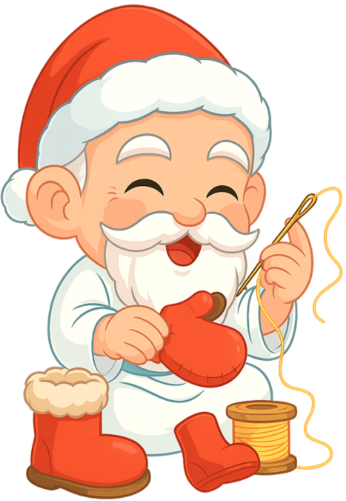 Ông bụt, sửa đồ, cổ tích, giáng sinh, mũ giáng sinh, kim chỉ, găng tay, tất chân, the good spirit, repairing, fairy tale, christmas, santa hat, needle and thread, gloves, socks 7