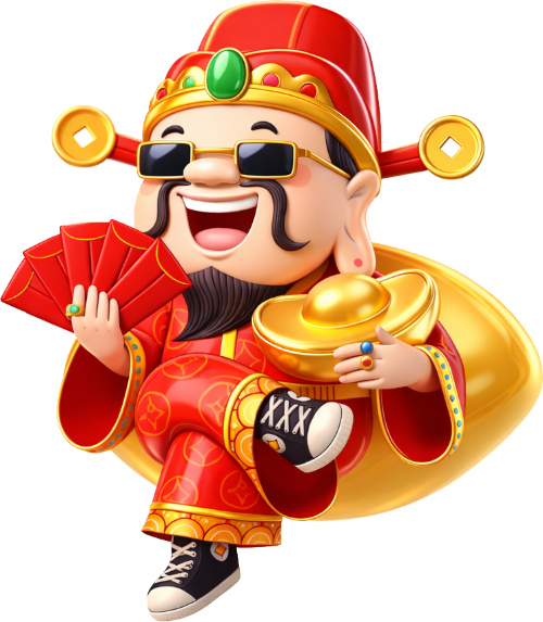Thần tài, sành điệu, đàn ông, kính râm, xấp bao lì xì, thỏi vàng, giày sneakers, túi vàng lớn, hiện đại, god of fortune, stylish, man, sunglasses, stack of red envelopes, gold ingot, sneakers, big gold bag, modern