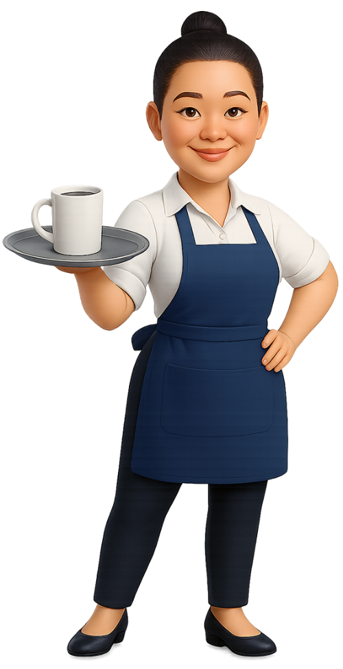 Cô gái, bê khay, phục vụ, tạp dề, cà phê, girl, carrying tray, serving, apron, coffee