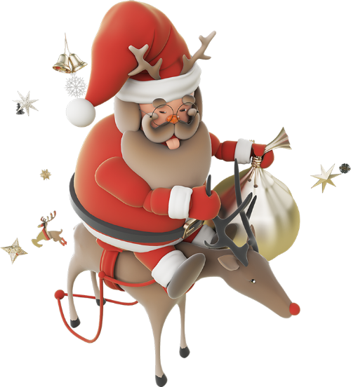 Ông già noel, tuần lộc, xe trượt tuyết, quà giáng sinh, túi quà, kính râm, mũ giáng sinh, model 3d, model, santa claus, reindeer, sleigh, christmas gifts, gift bag, sunglasses, christmas hat, 3d model 1
