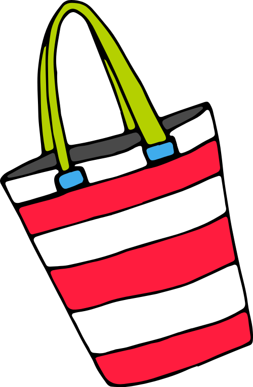 Túi tote, túi xách, sọc ngang, màu đỏ trắng, quai xanh lá, đi biển, mua sắm, tote bag, handbag, stripes, red and white, green handle, beach, shopping