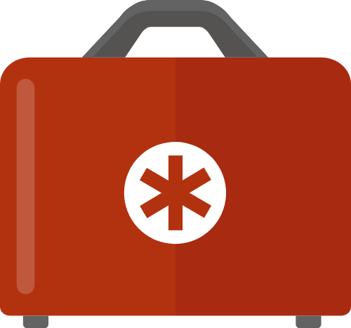 Túi sơ cứu, y tế, cấp cứu, bác sĩ, màu nâu đỏ, ngôi sao sự sống, first aid kit, medical, emergency, doctor, maroon, star of life