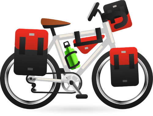 Xe đạp, túi thồ, bình nước, du lịch, thể thao, vận động, hành trình, touring bike, bicycle, panniers, water bottle, travel, sport, exercise, journey