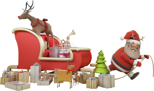 Ông già noel, tuần lộc, xe trượt tuyết, quà giáng sinh, túi quà, kính râm, mũ giáng sinh, model 3d, model, santa claus, reindeer, sleigh, christmas gifts, gift bag, sunglasses, christmas hat, 3d model 4