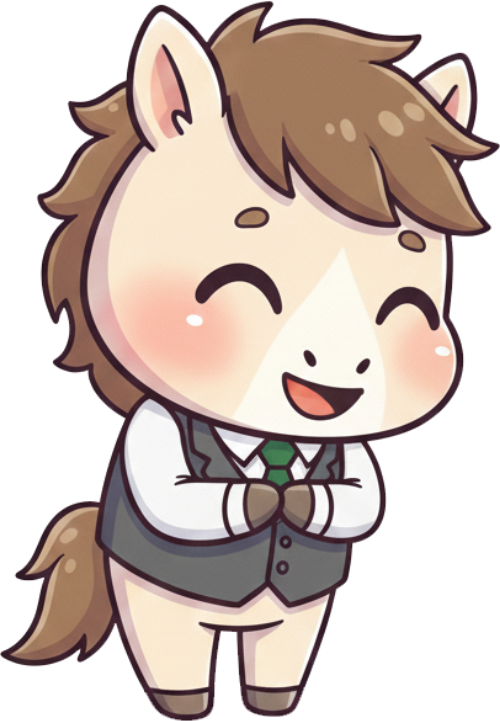 Con ngựa, con ngựa hài hước, dễ thương, cute, chibi, cartoon